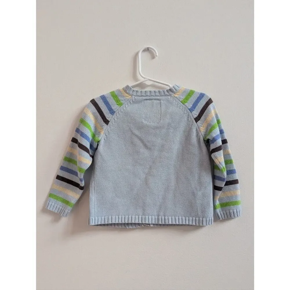 Vtg Y2K Tiny Tilia 12-18m Blue Sweater Cardigan Stripe Preppy Avon